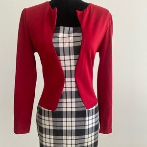 Business casual dress with faux blazer